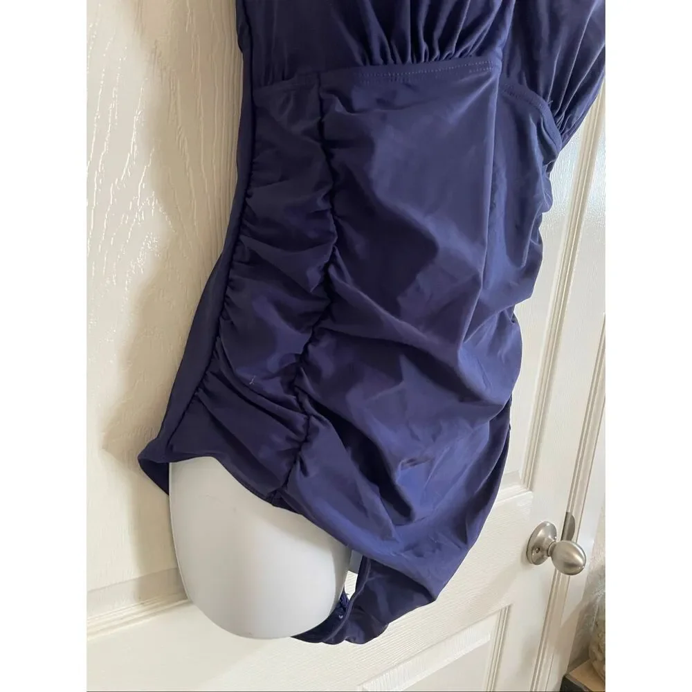 Aqua Eve 18W Plus Size One Piece Bikini Navy Blue NWT